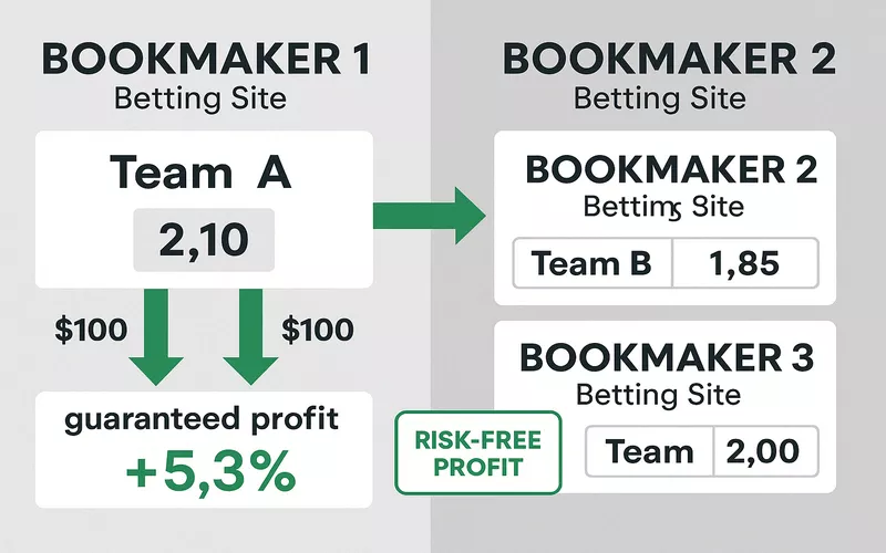 Sch&eacute;ma d'arbitrage sportif entre plusieurs bookmakers