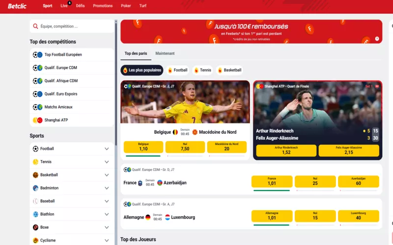 Fonction Bet Builder et streaming en direct sur l'application Betclic