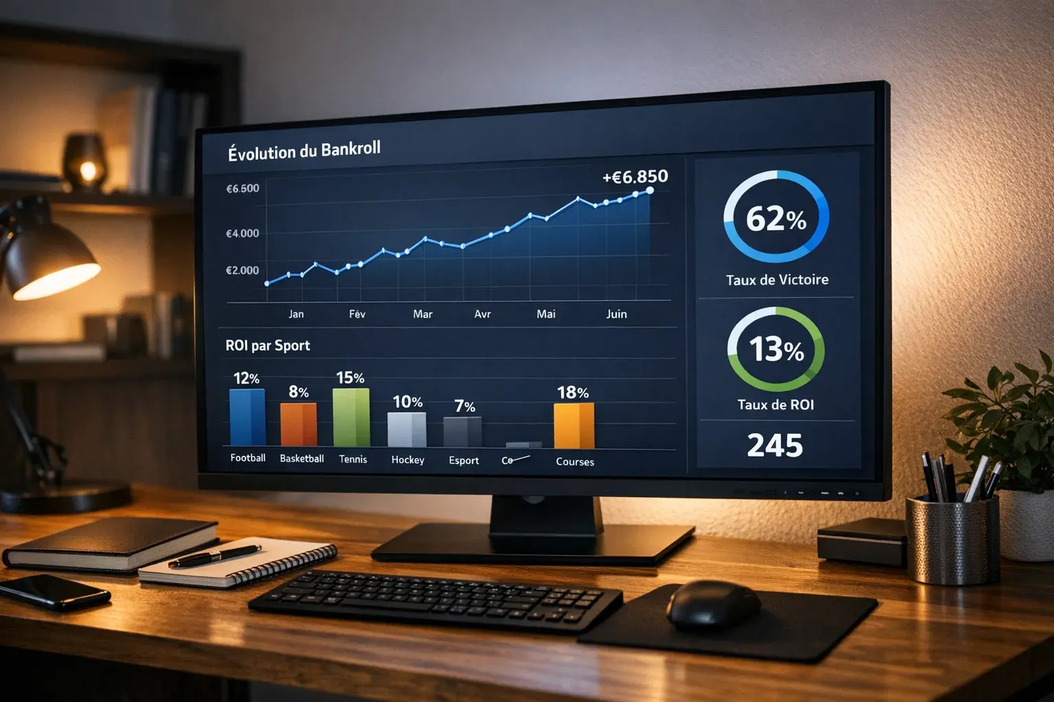 Analyse de données de paris sportifs avec graphiques de performance