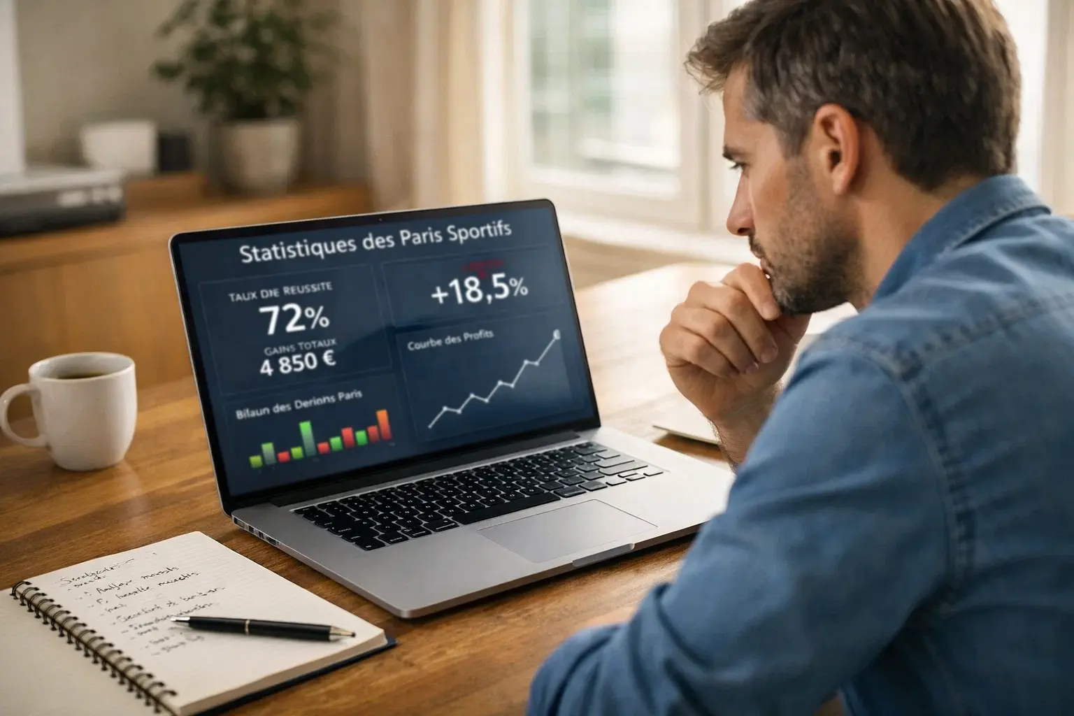 Parieur analysant ses statistiques de performance et son ROI