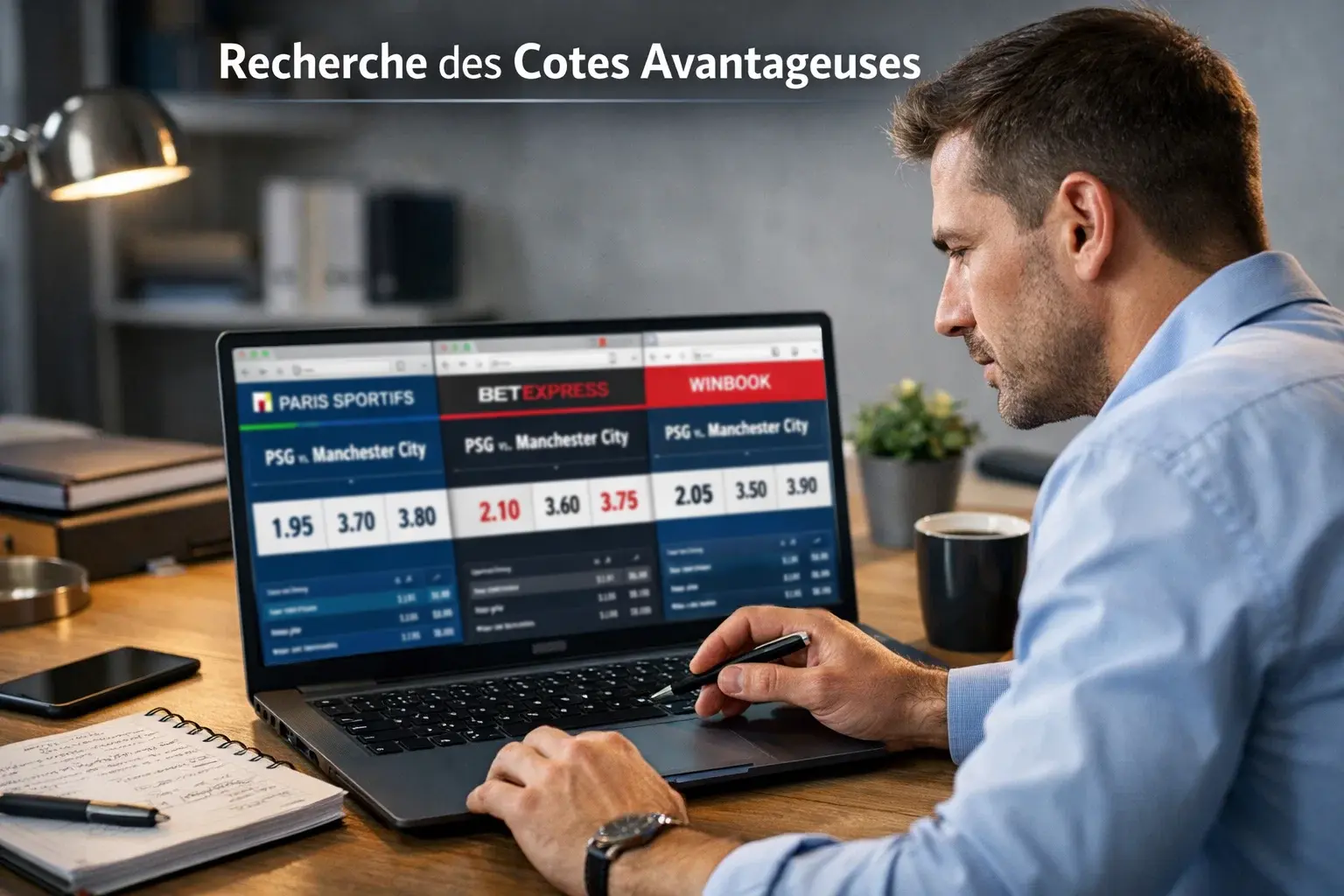 Parieur analysant les cotes pour identifier des value bets