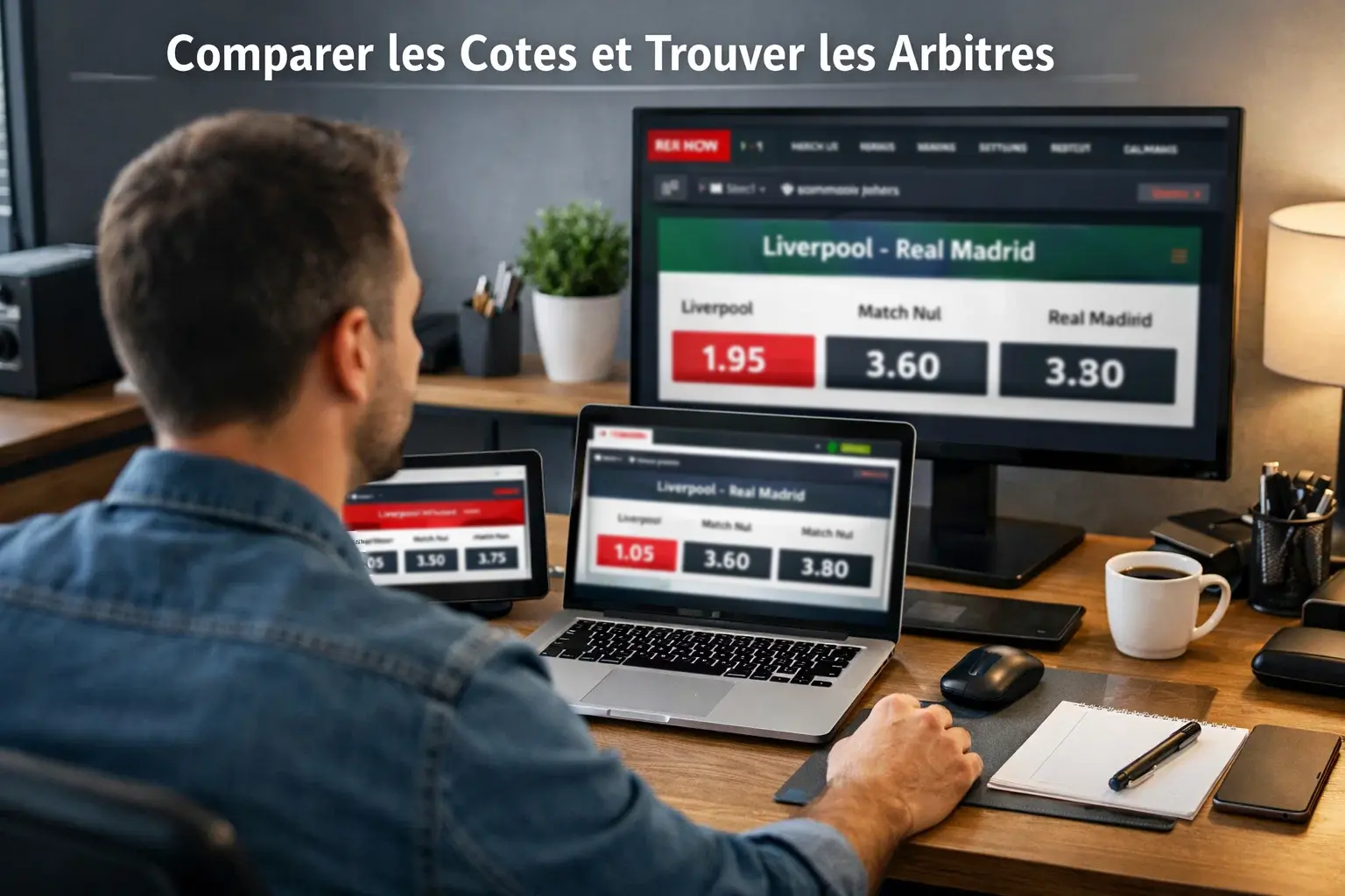 Концепция спортивного арбитража со сравнением коэффициентов между букмекерскими конторами.