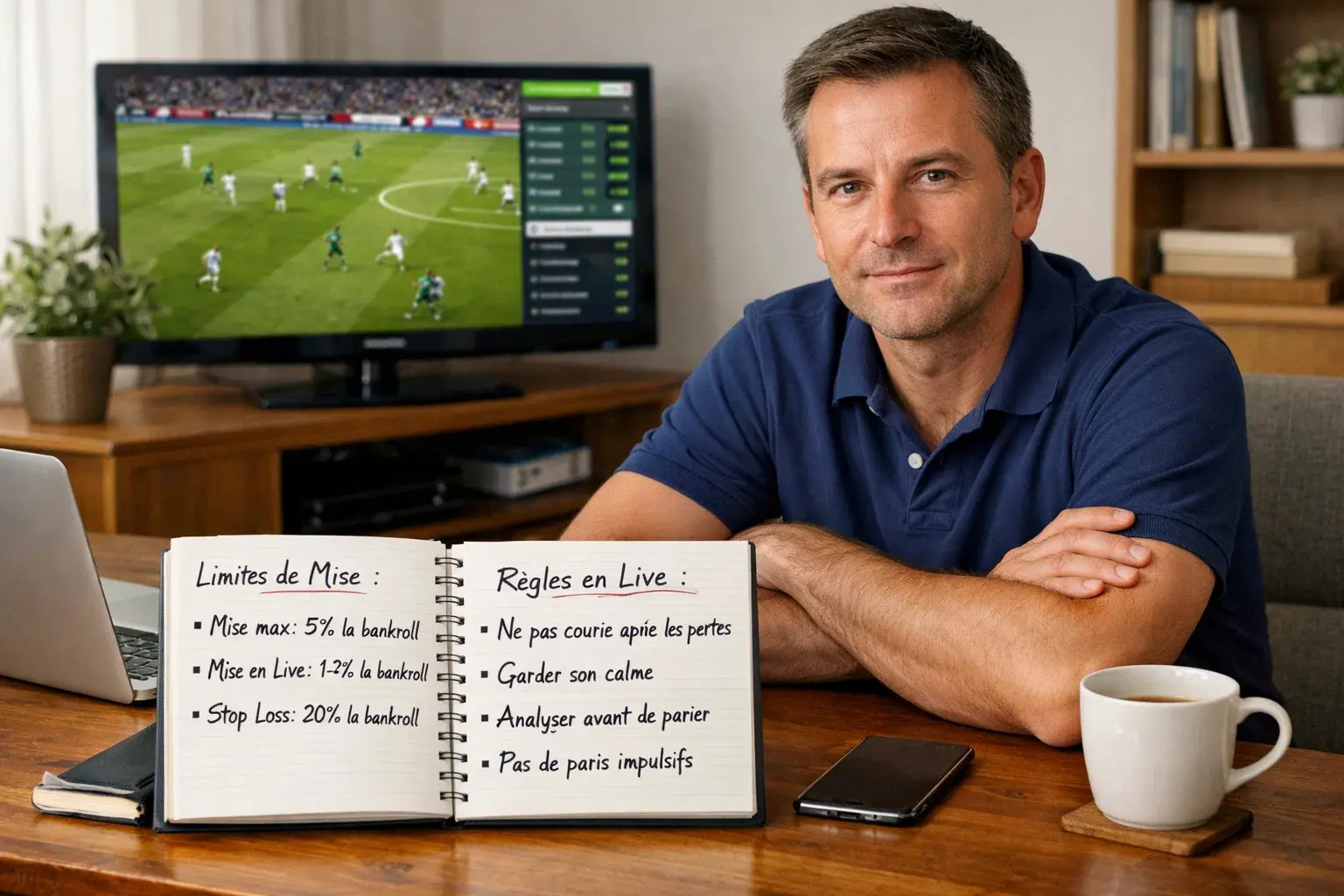 Parieur disciplin&eacute; g&eacute;rant ses mises en live avec m&eacute;thode