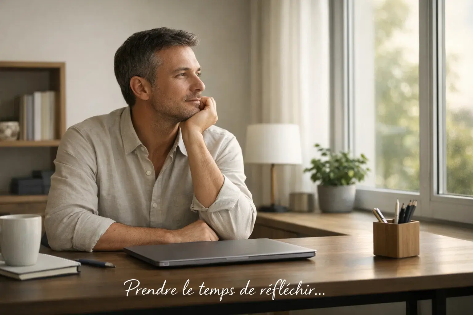 Personne calme prenant du recul et r&eacute;fl&eacute;chissant avant de parier