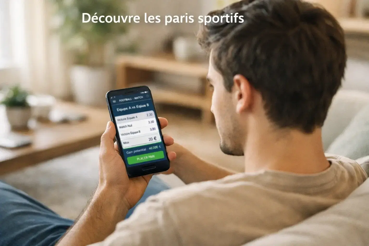 Débutant découvrant les paris sportifs sur son smartphone