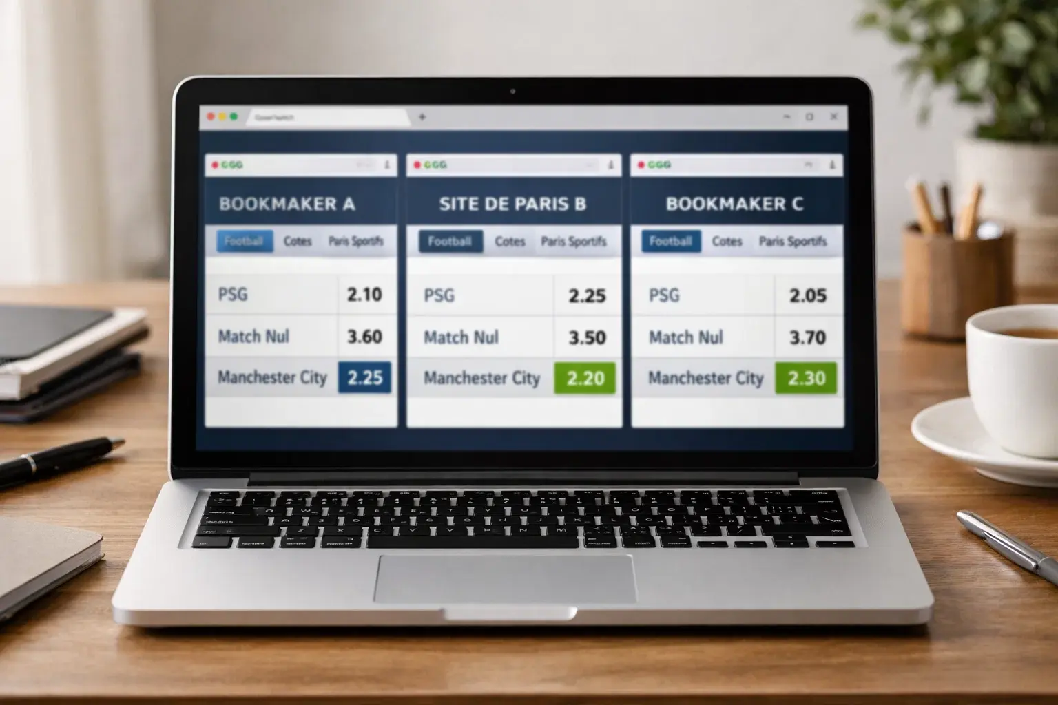 Comparaison des cotes entre plusieurs bookmakers