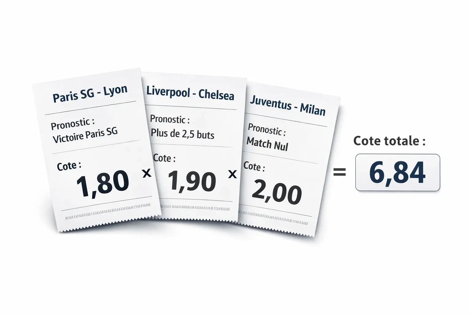 Repr&eacute;sentation visuelle de la multiplication des cotes dans un pari combin&eacute;