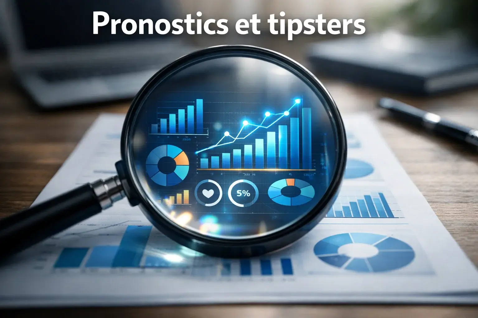 Loupe examinant des données symbolisant l'évaluation critique des tipsters