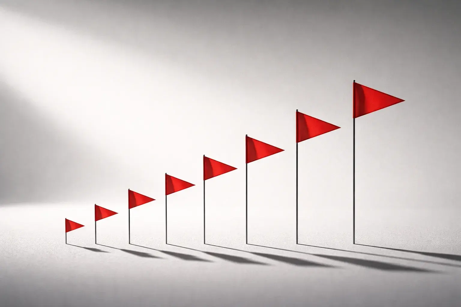 Drapeaux rouges d'avertissement symbolisant les signaux d'alarme &agrave; surveiller