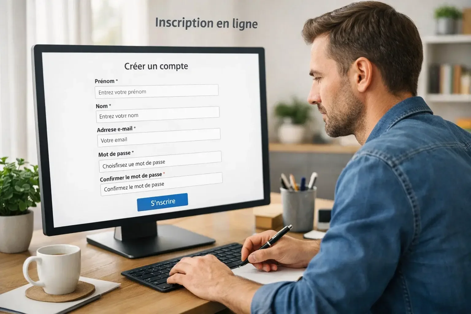 Personne commençant son inscription sur un site de paris sportifs sur ordinateur