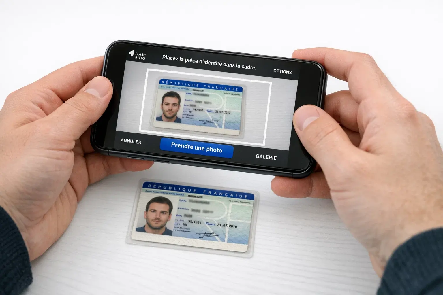 Processus de v&eacute;rification d'identit&eacute; en ligne avec t&eacute;l&eacute;chargement de documents