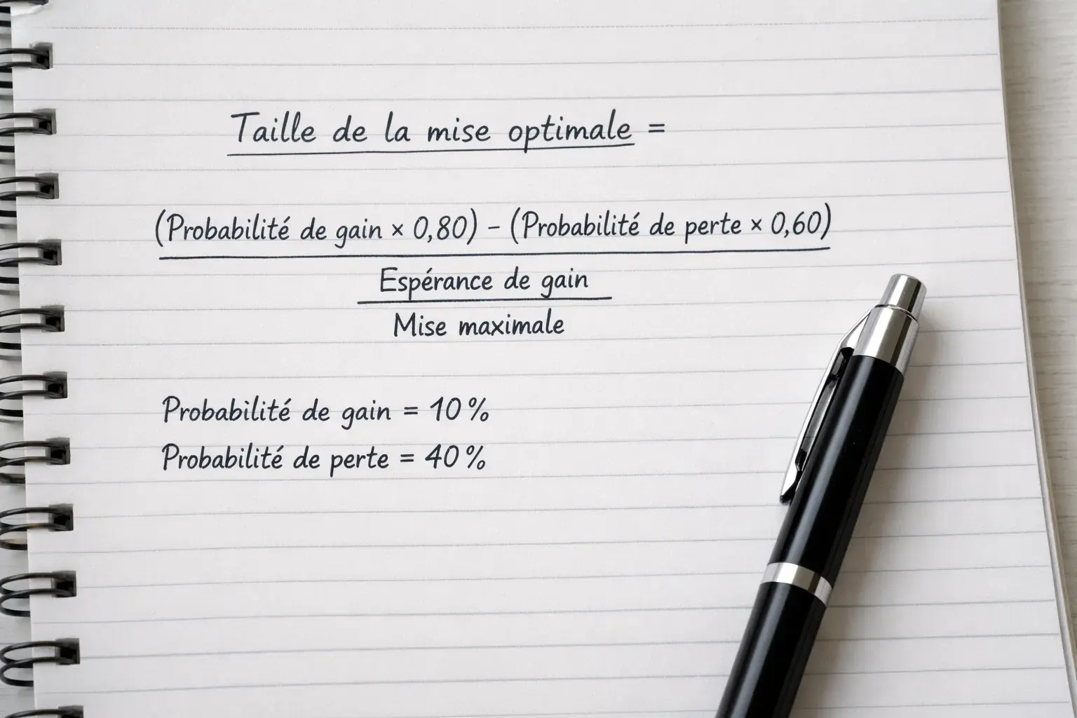 Illustration du calcul de la formule Kelly avec exemple concret