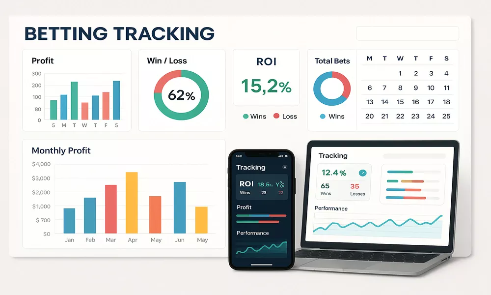 Tableau de bord moderne pour le suivi des paris sportifs avec graphiques et statistiques