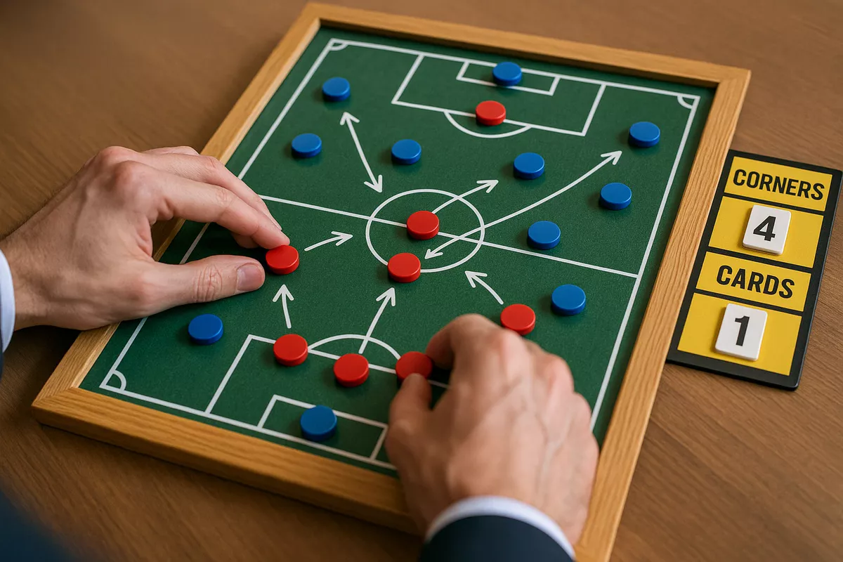 Tableau tactique de football avec formations d'&eacute;quipes et statistiques de paris