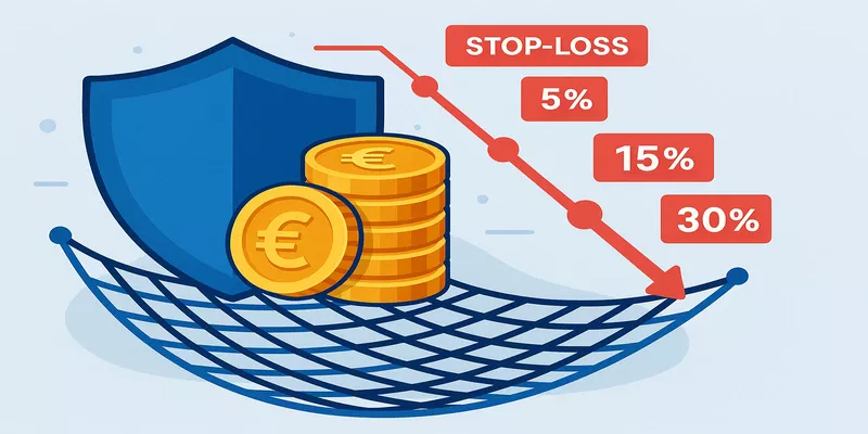 Bouclier de protection du capital avec indicateurs de stop-loss et zones de risque